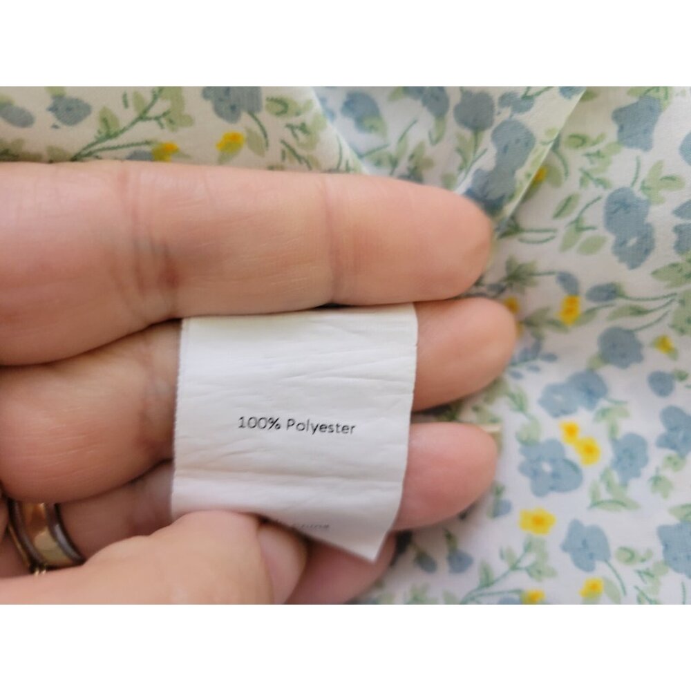 Agnes Orinda Womens Top 2X Plus 3/4 Sleeve Blue Floral Polyester FLO397XE - Picture 7 of 7